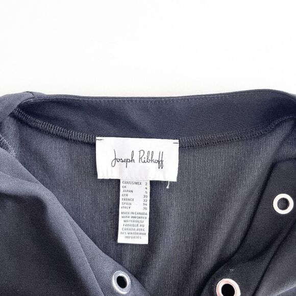 Joseph Ribkoff Womens Floral Border Dress Short Sleeve Style 221143 Black Size 2 - Picture 3 of 5